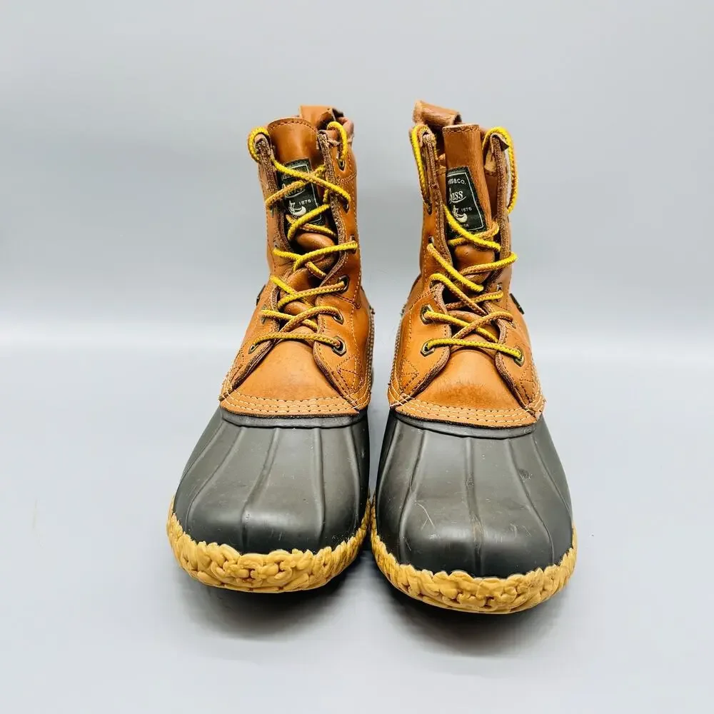 G H Bass Boots Mens Size 8 Waterproof Duck Leather Rubber Sole Outdoor Hiking